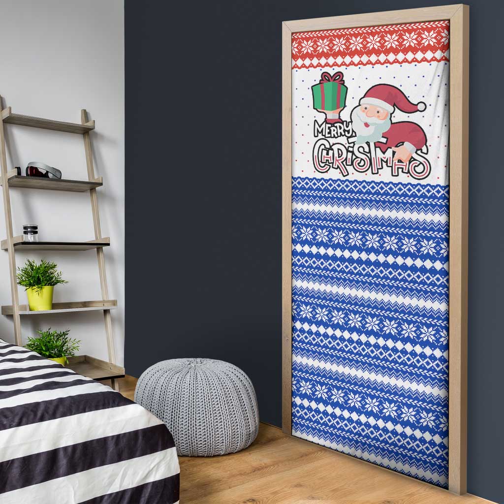 Paraguay Christmas Door Cover with Red-White-Blue Design, National Seal, and Santa Motif - Wonder Print Shop