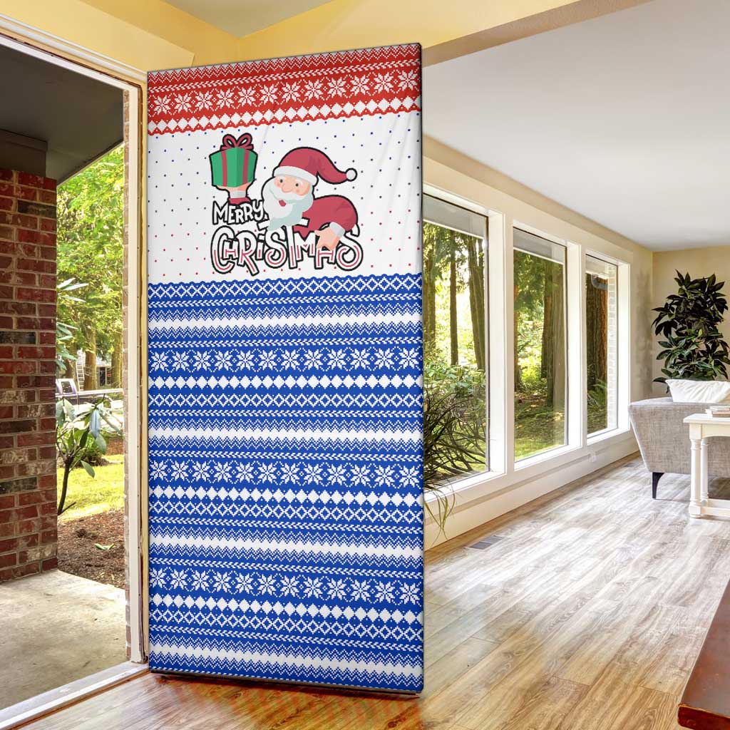 Paraguay Christmas Door Cover with Red-White-Blue Design, National Seal, and Santa Motif - Wonder Print Shop