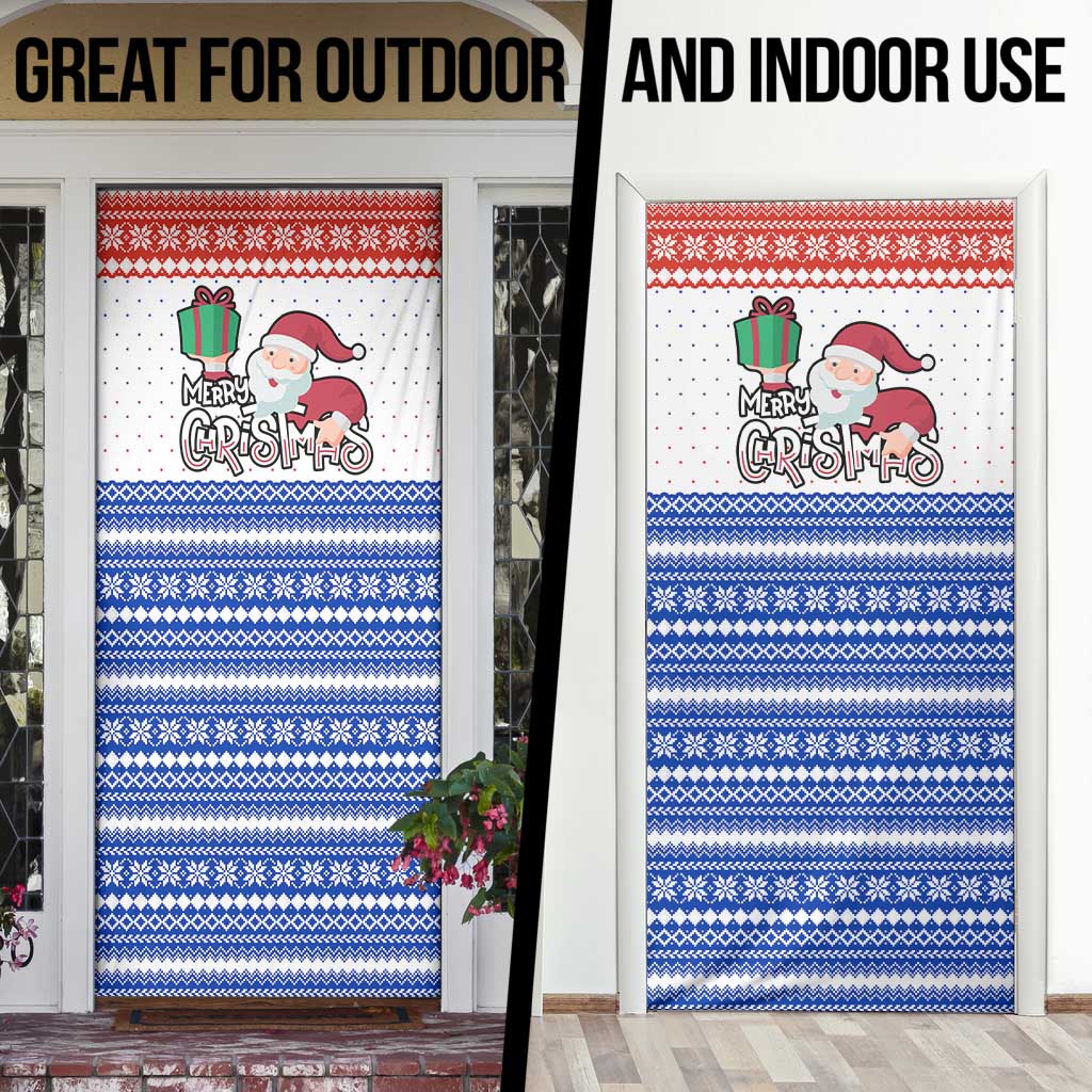 Paraguay Christmas Door Cover with Red-White-Blue Design, National Seal, and Santa Motif - Wonder Print Shop