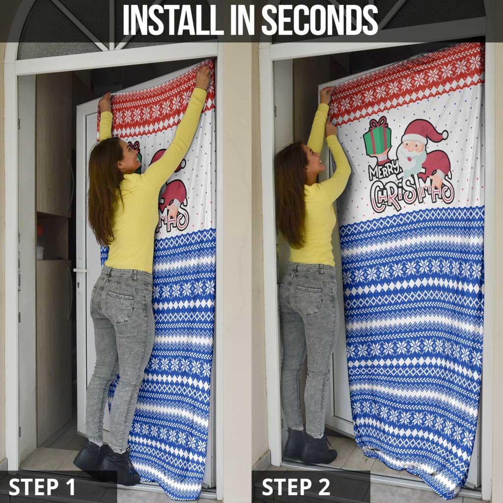 Paraguay Christmas Door Cover with Red-White-Blue Design, National Seal, and Santa Motif - Wonder Print Shop