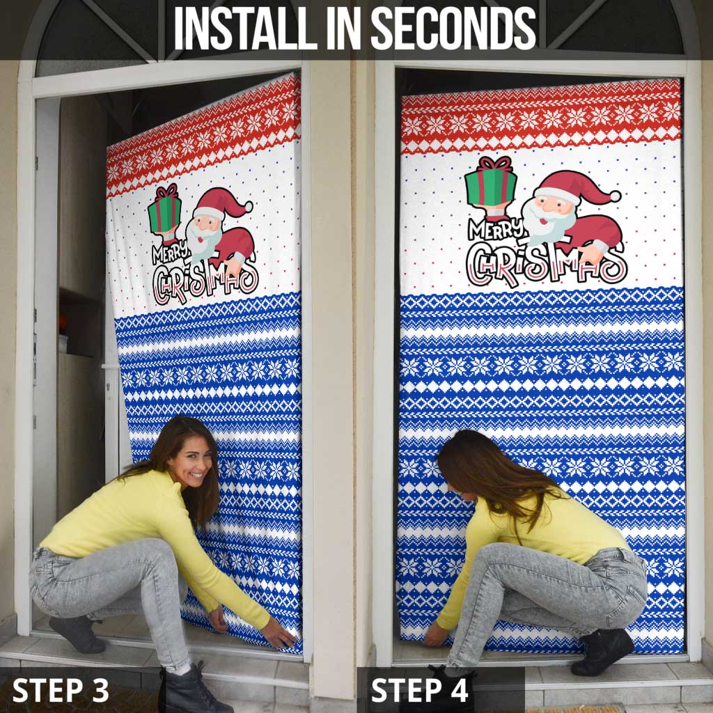 Paraguay Christmas Door Cover with Red-White-Blue Design, National Seal, and Santa Motif - Wonder Print Shop