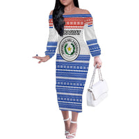 Paraguay Christmas Family Matching Off The Shoulder Long Sleeve Dress and Hawaiian Shirt with Red-White-Blue Design, National Seal, and Santa Motif - Wonder Print Shop