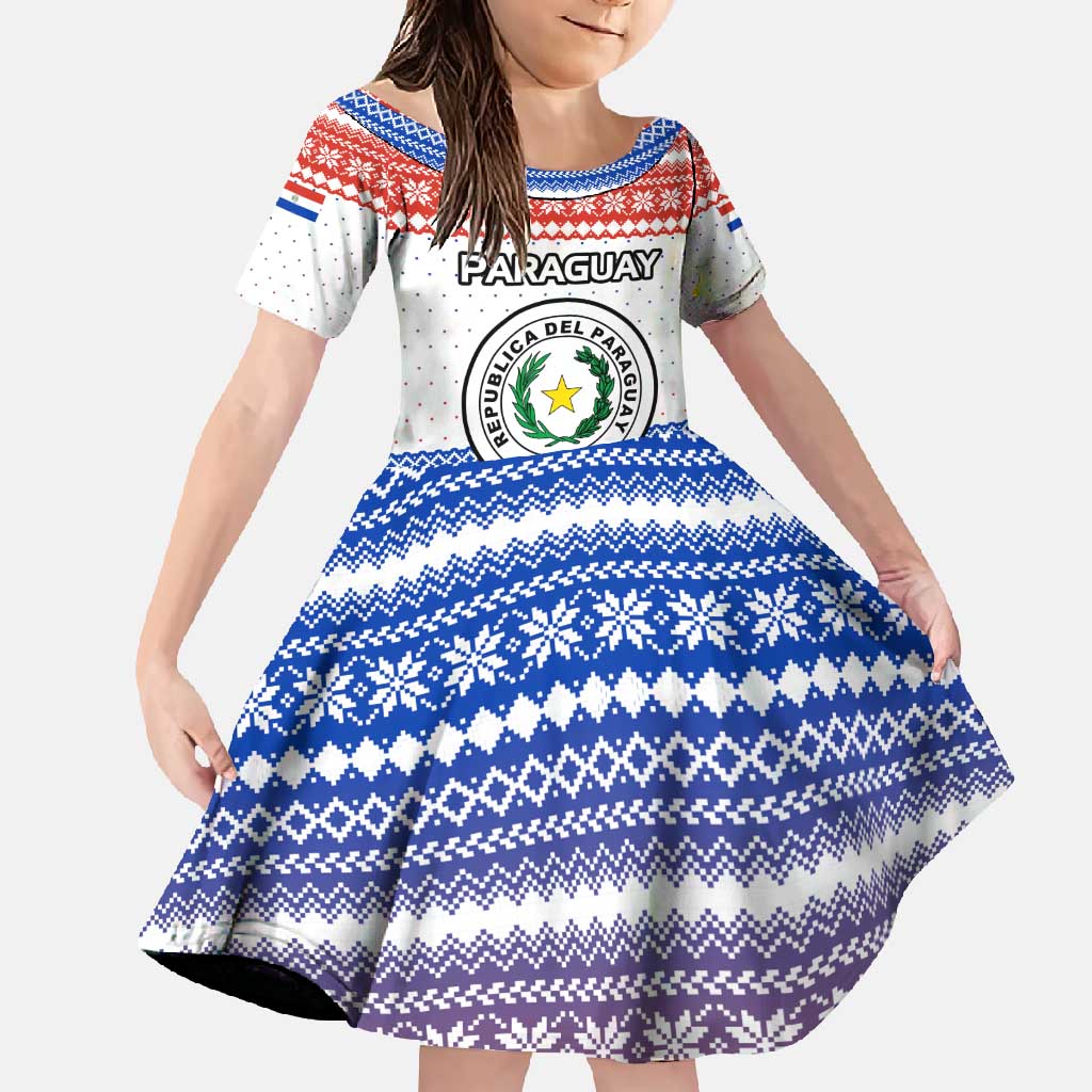 Paraguay Christmas Family Matching Off Shoulder Maxi Dress and Hawaiian Shirt with Red-White-Blue Design, National Seal, and Santa Motif - Wonder Print Shop