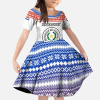 Paraguay Christmas Family Matching Off Shoulder Maxi Dress and Hawaiian Shirt with Red-White-Blue Design, National Seal, and Santa Motif - Wonder Print Shop
