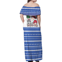 Paraguay Christmas Family Matching Off Shoulder Maxi Dress and Hawaiian Shirt with Red-White-Blue Design, National Seal, and Santa Motif - Wonder Print Shop