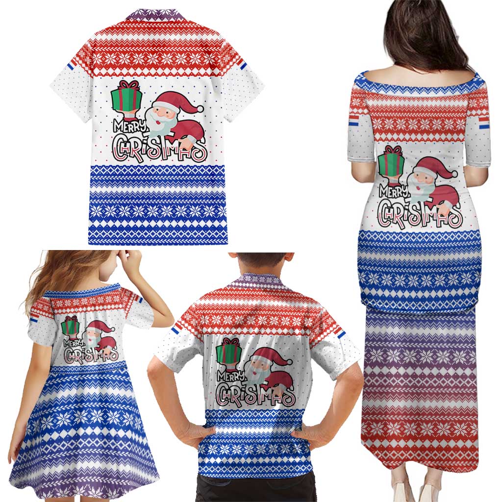 Paraguay Christmas Family Matching Puletasi and Hawaiian Shirt with Red-White-Blue Design, National Seal, and Santa Motif - Wonder Print Shop