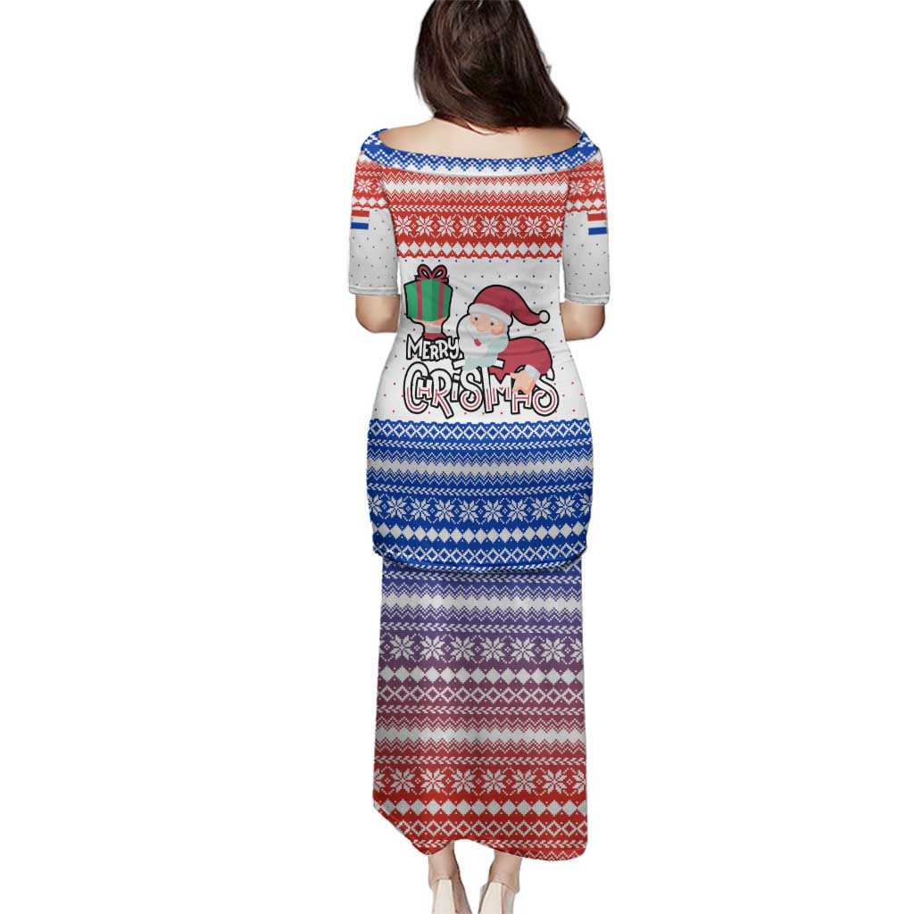 Paraguay Christmas Family Matching Puletasi and Hawaiian Shirt with Red-White-Blue Design, National Seal, and Santa Motif - Wonder Print Shop