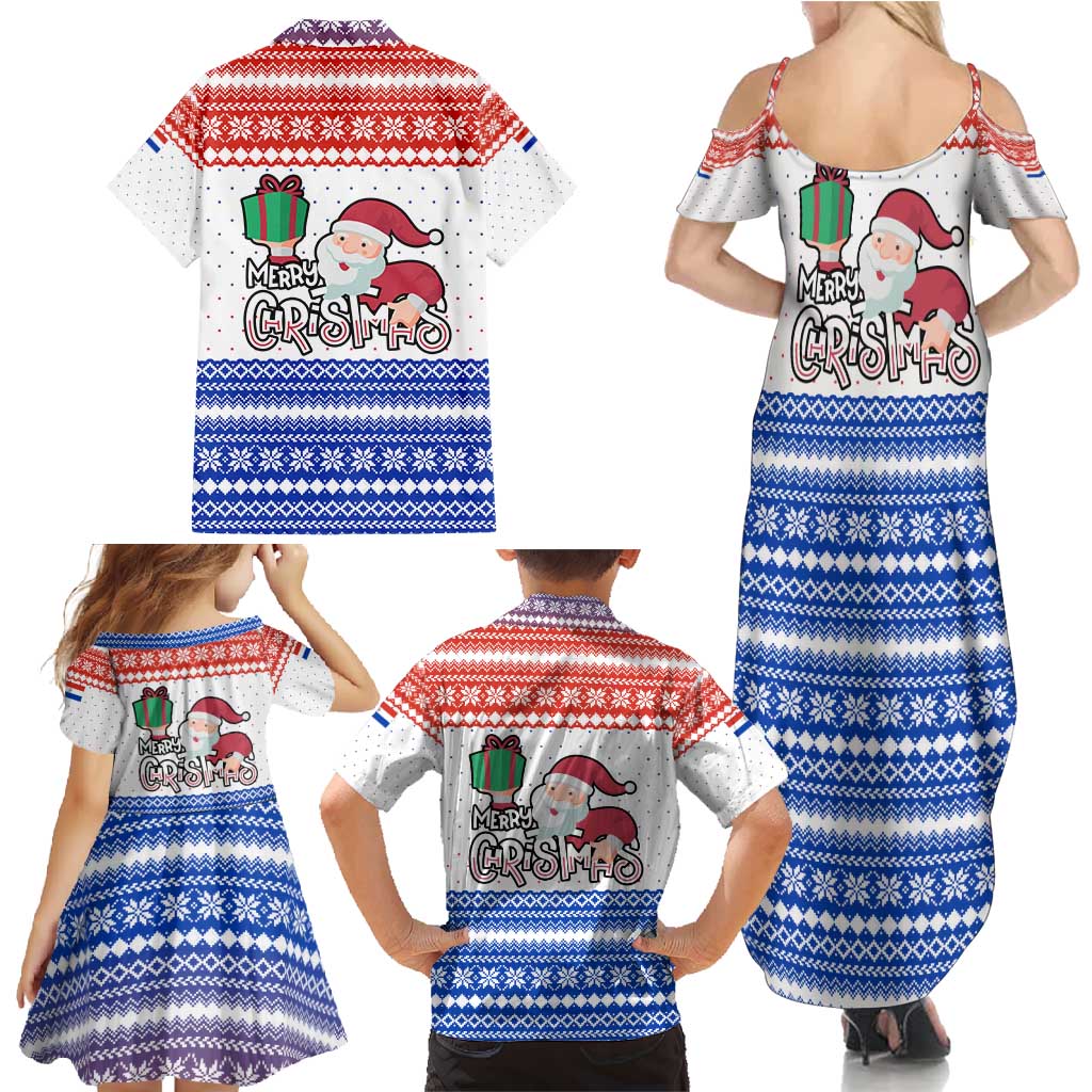 Paraguay Christmas Family Matching Summer Maxi Dress and Hawaiian Shirt with Red-White-Blue Design, National Seal, and Santa Motif - Wonder Print Shop