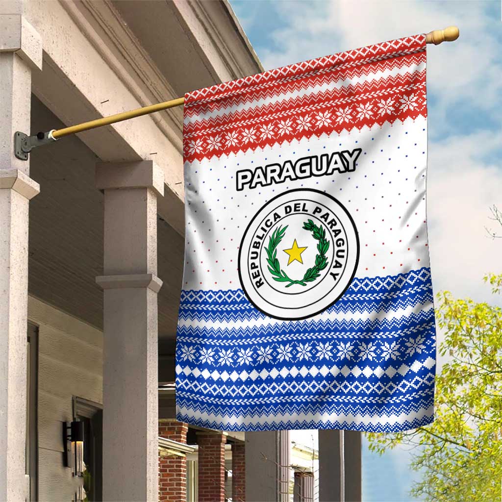 Paraguay Christmas Garden Flag with Red-White-Blue Design, National Seal, and Santa Motif - Wonder Print Shop