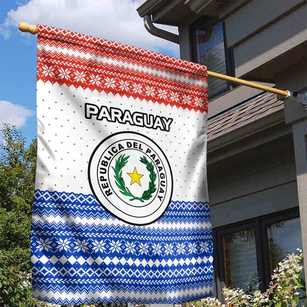 Paraguay Christmas Garden Flag with Red-White-Blue Design, National Seal, and Santa Motif - Wonder Print Shop