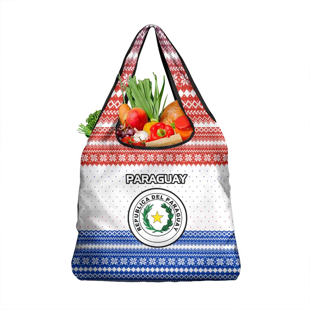 Paraguay Christmas Grocery Bag with Red-White-Blue Design, National Seal, and Santa Motif - Wonder Print Shop