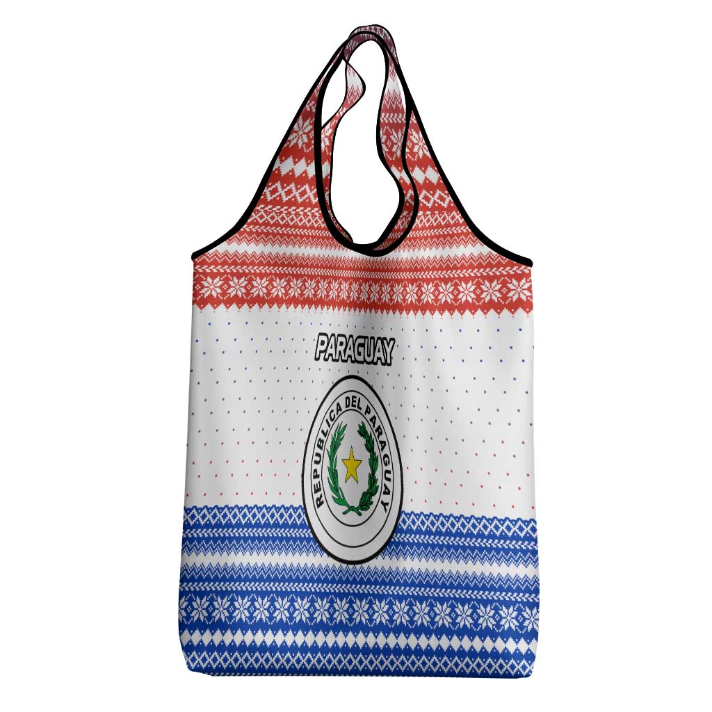 Paraguay Christmas Grocery Bag with Red-White-Blue Design, National Seal, and Santa Motif - Wonder Print Shop