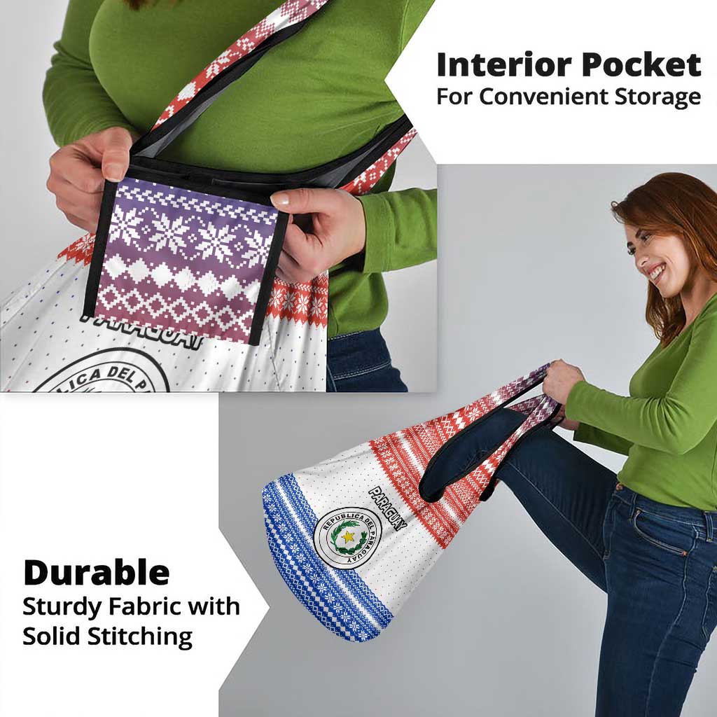 Paraguay Christmas Grocery Bag with Red-White-Blue Design, National Seal, and Santa Motif - Wonder Print Shop