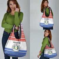 Paraguay Christmas Grocery Bag with Red-White-Blue Design, National Seal, and Santa Motif - Wonder Print Shop