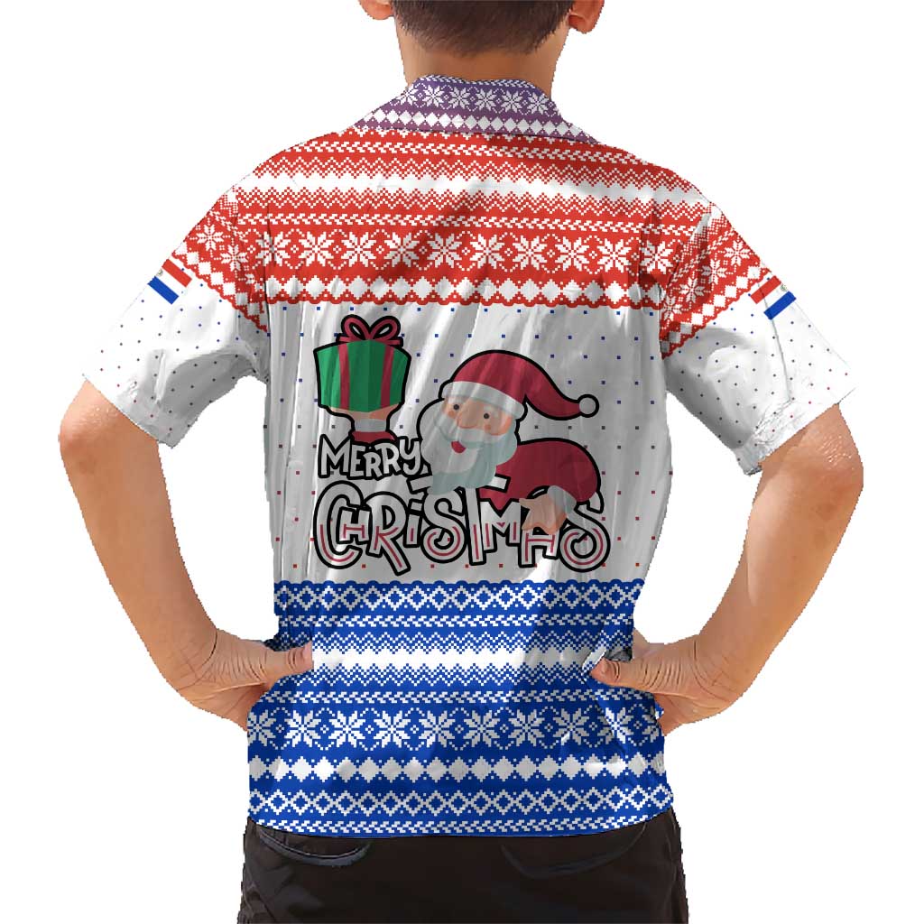 Paraguay Christmas Hawaiian Shirt with Red-White-Blue Design, National Seal, and Santa Motif - Wonder Print Shop