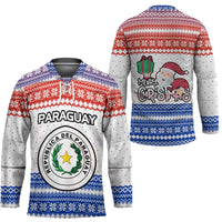 Paraguay Christmas Hockey Jersey with Red-White-Blue Design, National Seal, and Santa Motif - Wonder Print Shop