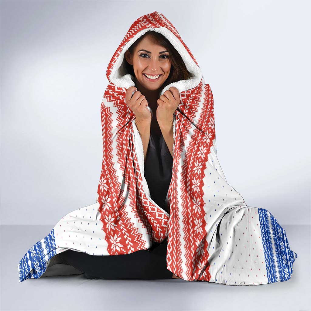 Paraguay Christmas Hooded Blanket with Red-White-Blue Design, National Seal, and Santa Motif - Wonder Print Shop
