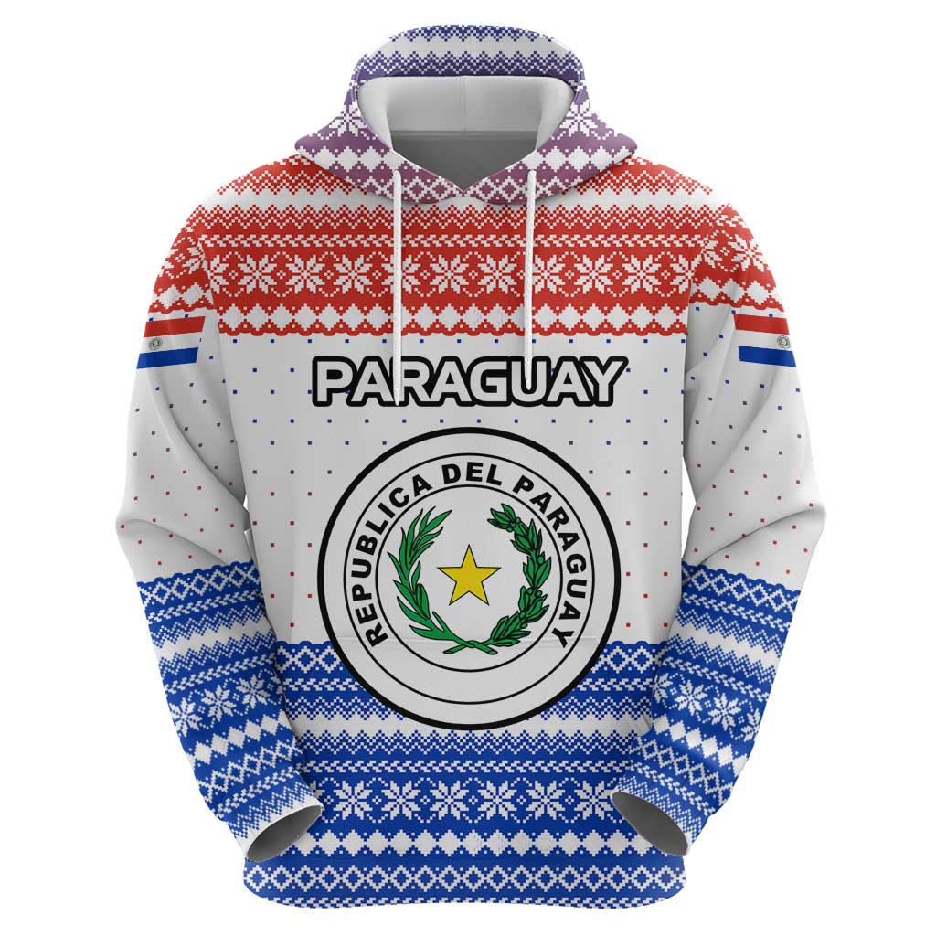 Paraguay Christmas Hoodie with Red-White-Blue Design, National Seal, and Santa Motif - Wonder Print Shop