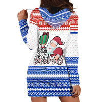 Paraguay Christmas Hoodie Dress with Red-White-Blue Design, National Seal, and Santa Motif - Wonder Print Shop