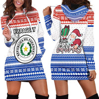 Paraguay Christmas Hoodie Dress with Red-White-Blue Design, National Seal, and Santa Motif - Wonder Print Shop