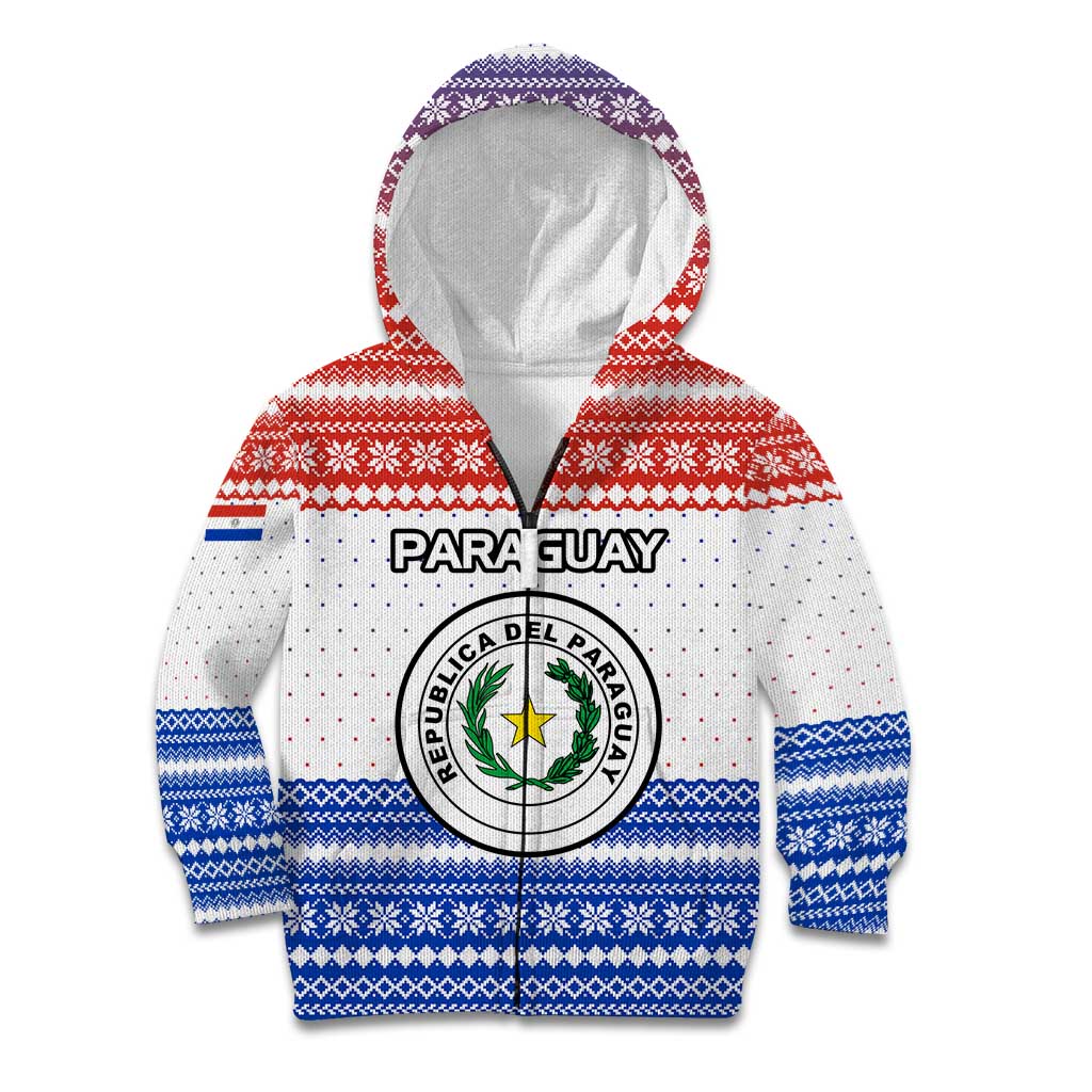 Paraguay Christmas Kid Hoodie with Red-White-Blue Design, National Seal, and Santa Motif - Wonder Print Shop