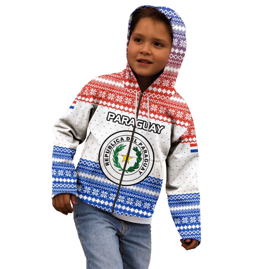 Paraguay Christmas Kid Hoodie with Red-White-Blue Design, National Seal, and Santa Motif - Wonder Print Shop