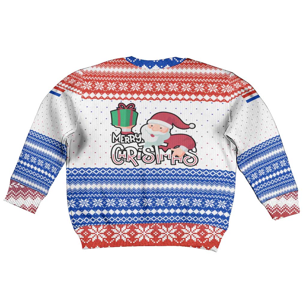 Paraguay Christmas Kid Ugly Christmas Sweater with Red-White-Blue Design, National Seal, and Santa Motif - Wonder Print Shop