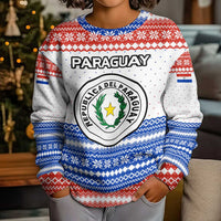 Paraguay Christmas Kid Ugly Christmas Sweater with Red-White-Blue Design, National Seal, and Santa Motif - Wonder Print Shop