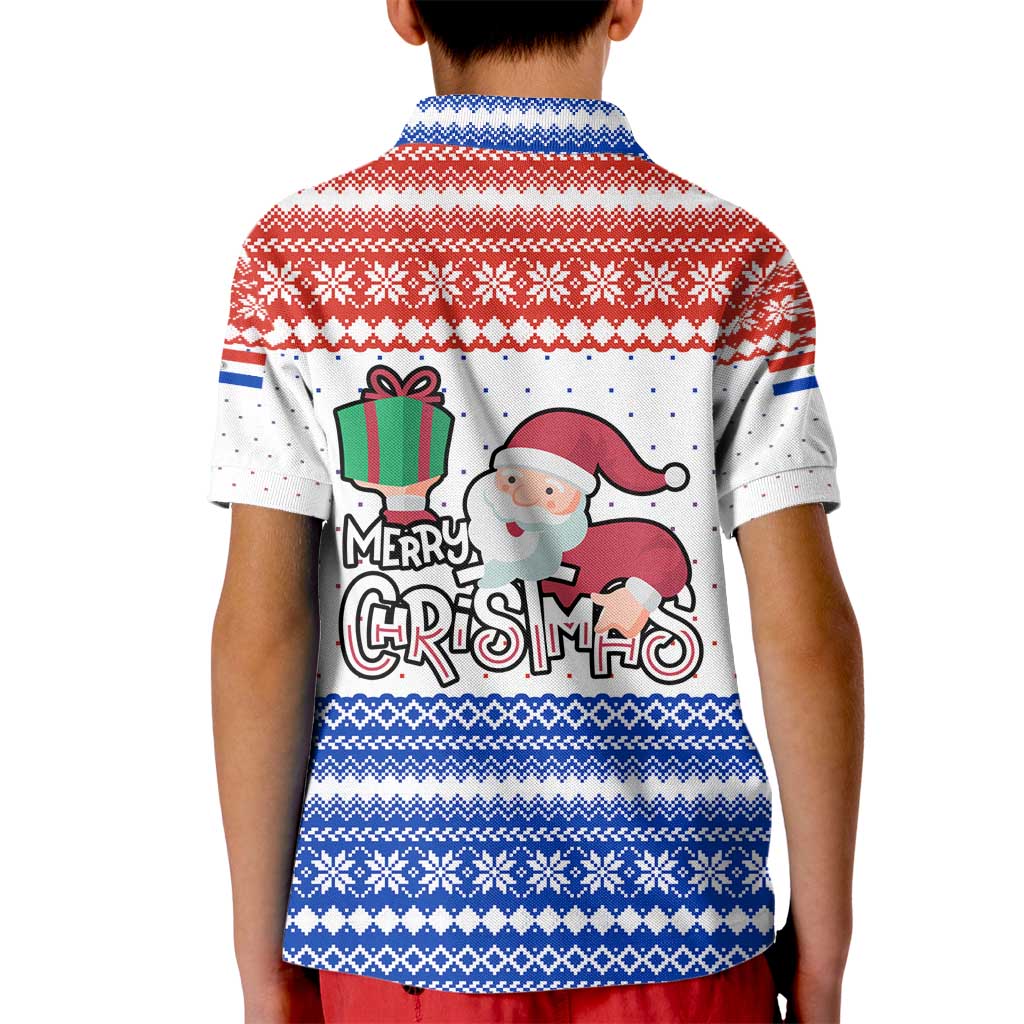 Paraguay Christmas Kid Polo Shirt with Red-White-Blue Design, National Seal, and Santa Motif - Wonder Print Shop