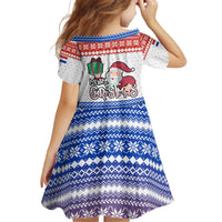 Paraguay Christmas Kid Short Sleeve Dress with Red-White-Blue Design, National Seal, and Santa Motif - Wonder Print Shop