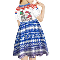 Paraguay Christmas Kid Short Sleeve Dress with Red-White-Blue Design, National Seal, and Santa Motif - Wonder Print Shop
