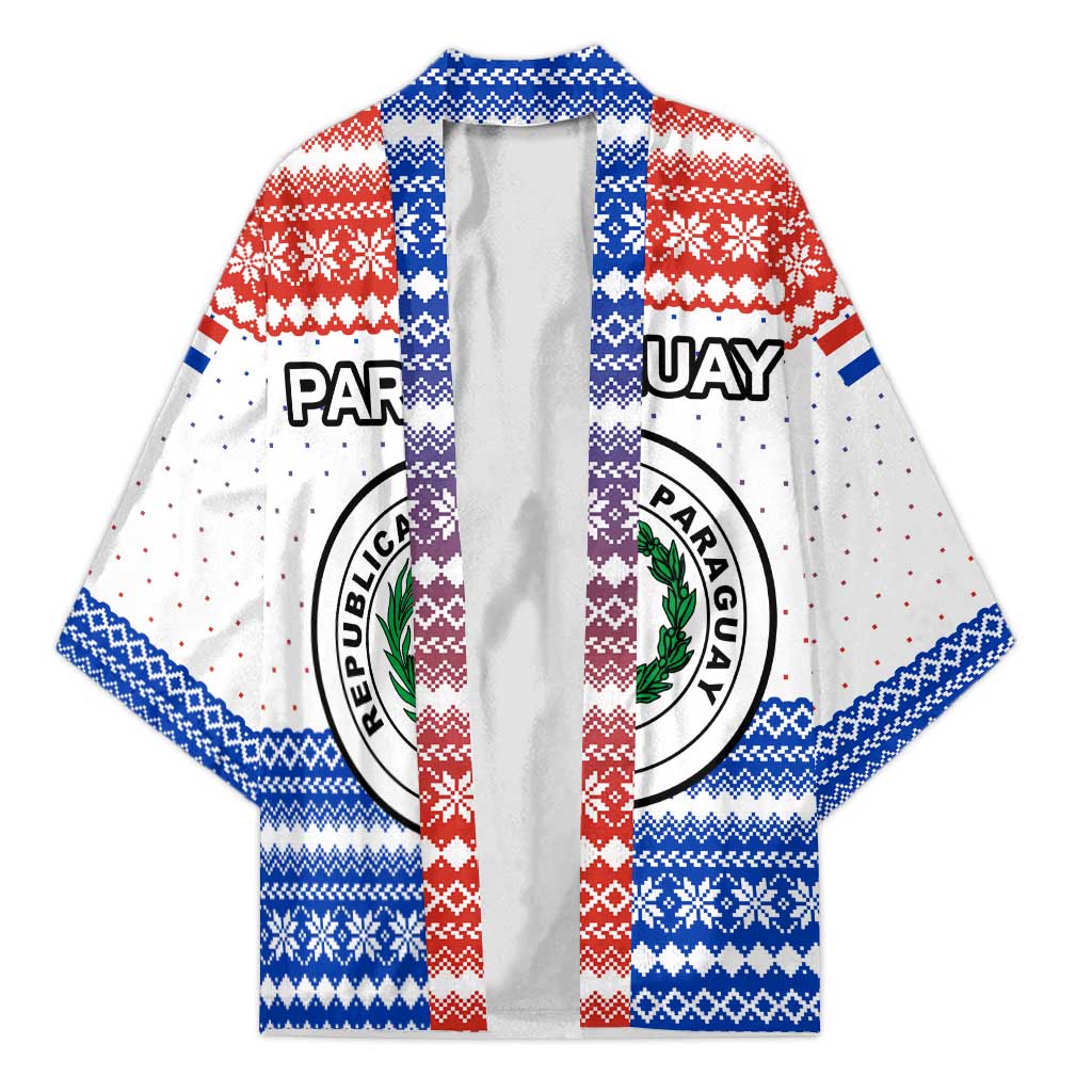 Paraguay Christmas Kimono with Red-White-Blue Design, National Seal, and Santa Motif - Wonder Print Shop