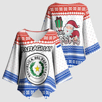 Paraguay Christmas Kimono Sleeve Blouse with Red-White-Blue Design, National Seal, and Santa Motif - Wonder Print Shop