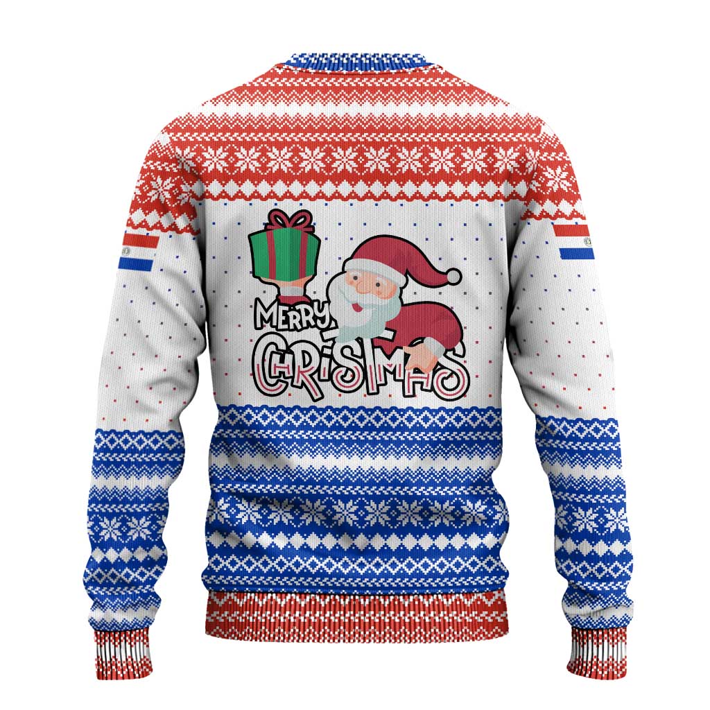 Paraguay Christmas Ugly Christmas Sweater with Red-White-Blue Design, National Seal, and Santa Motif - Wonder Print Shop