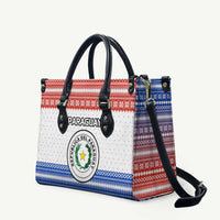 Paraguay Christmas Leather Bag with Red-White-Blue Design, National Seal, and Santa Motif - Wonder Print Shop