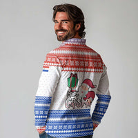 Paraguay Christmas Long Sleeve Polo Shirt with Red-White-Blue Design, National Seal, and Santa Motif - Wonder Print Shop