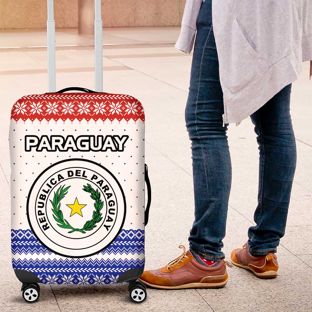 Paraguay Christmas Luggage Cover with Red-White-Blue Design, National Seal, and Santa Motif - Wonder Print Shop