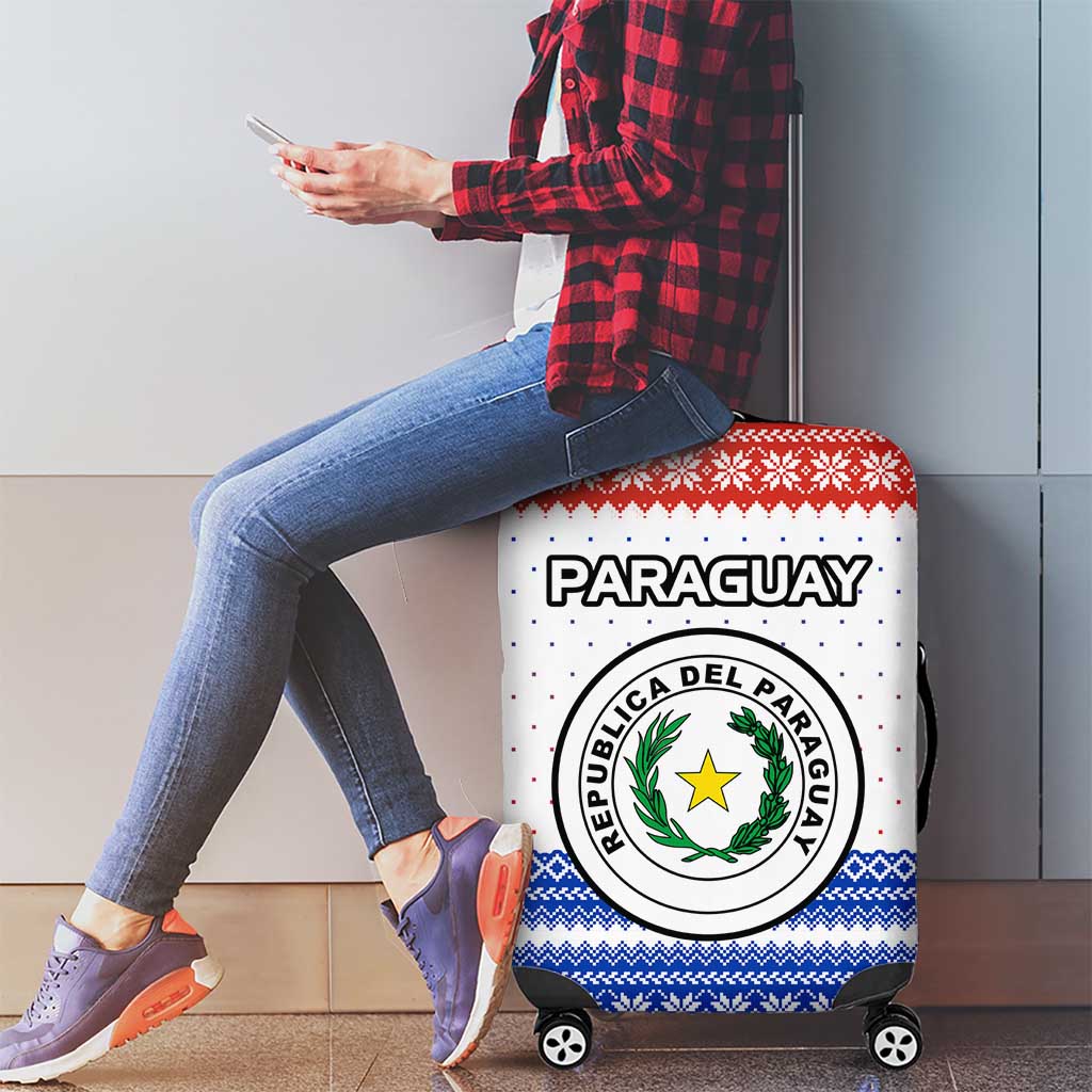 Paraguay Christmas Luggage Cover with Red-White-Blue Design, National Seal, and Santa Motif - Wonder Print Shop