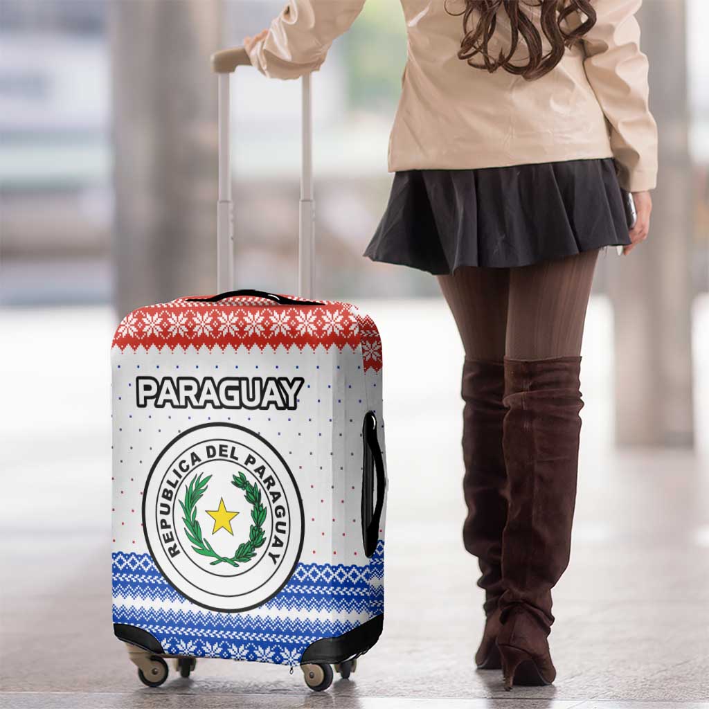 Paraguay Christmas Luggage Cover with Red-White-Blue Design, National Seal, and Santa Motif - Wonder Print Shop