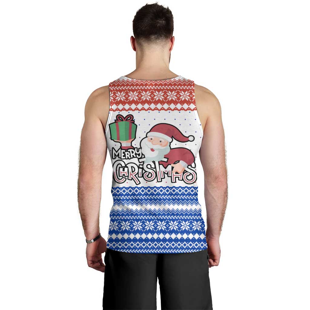 Paraguay Christmas Men Tank Top with Red-White-Blue Design, National Seal, and Santa Motif - Wonder Print Shop