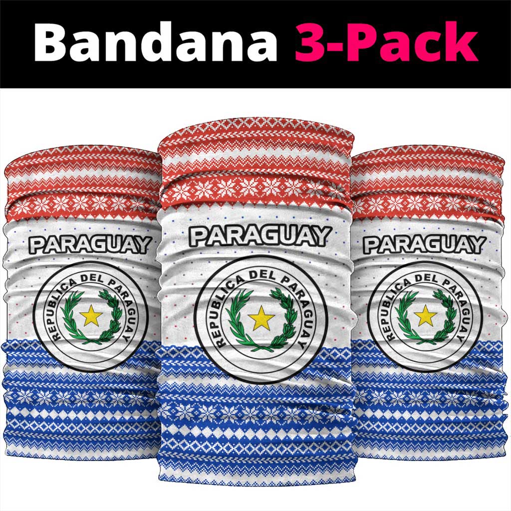 Paraguay Christmas Neck Gaiter with Red-White-Blue Design, National Seal, and Santa Motif - Wonder Print Shop