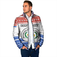 Paraguay Christmas Padded Jacket with Red-White-Blue Design, National Seal, and Santa Motif - Wonder Print Shop
