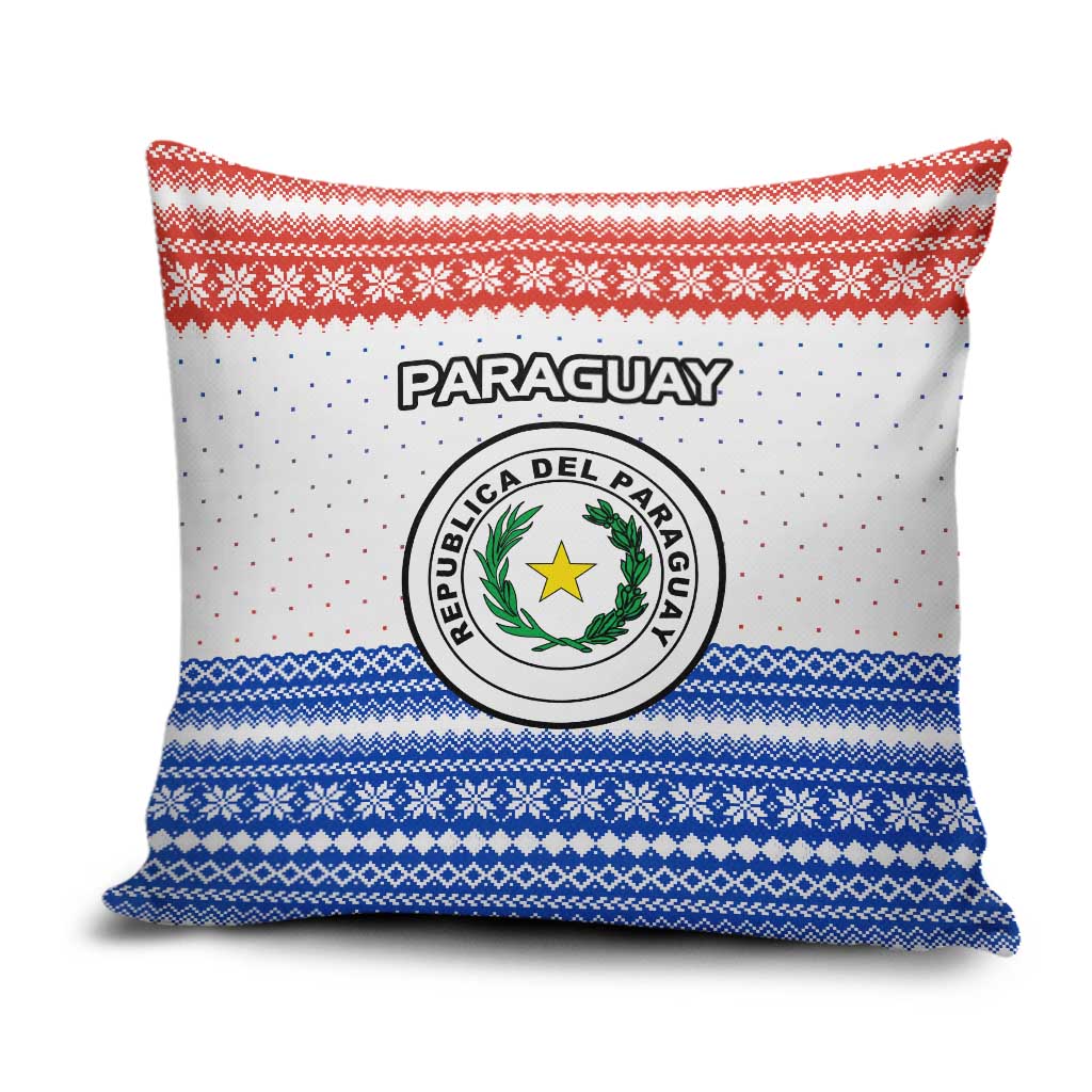 Paraguay Christmas Pillow Cover with Red-White-Blue Design, National Seal, and Santa Motif - Wonder Print Shop