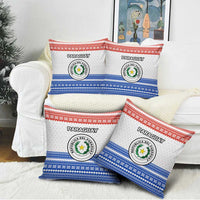 Paraguay Christmas Pillow Cover with Red-White-Blue Design, National Seal, and Santa Motif - Wonder Print Shop
