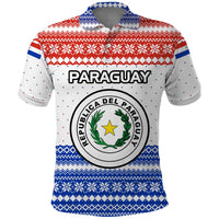 Paraguay Christmas Polo Shirt with Red-White-Blue Design, National Seal, and Santa Motif - Wonder Print Shop