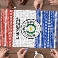 Paraguay Christmas Puzzle with Red-White-Blue Design, National Seal, and Santa Motif - Wonder Print Shop