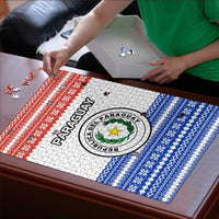 Paraguay Christmas Puzzle with Red-White-Blue Design, National Seal, and Santa Motif - Wonder Print Shop