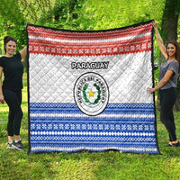 Paraguay Christmas Quilt with Red-White-Blue Design, National Seal, and Santa Motif - Wonder Print Shop