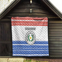 Paraguay Christmas Quilt with Red-White-Blue Design, National Seal, and Santa Motif - Wonder Print Shop