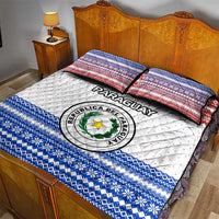 Paraguay Christmas Quilt Bed Set with Red-White-Blue Design, National Seal, and Santa Motif - Wonder Print Shop
